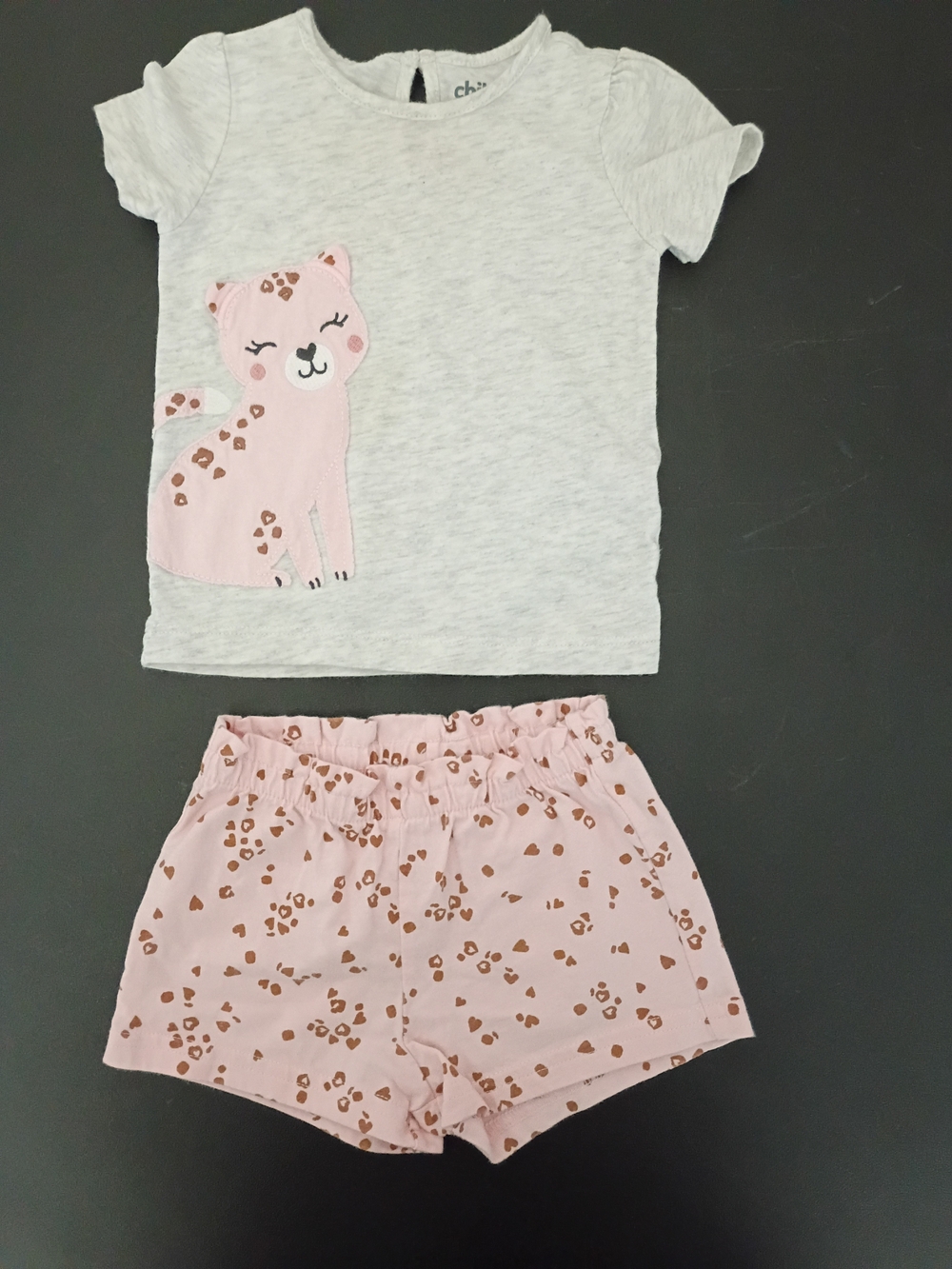 Child of Mine by Carter’s Baby Girl 2-Piece Short Set - Pink Leopard Cat Graphic